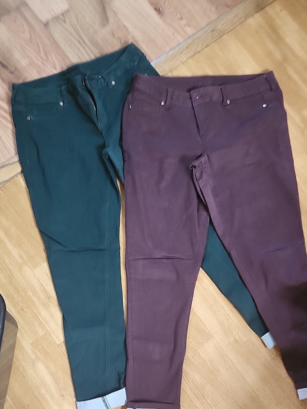 Maurices Skinny Pants in Green and Plum